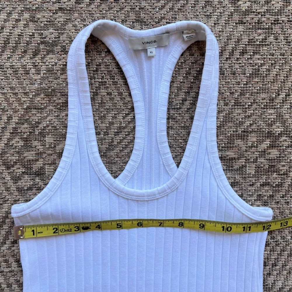 Vince Ribbed Racerback Midi Dress White Cotton Blend Womens XS